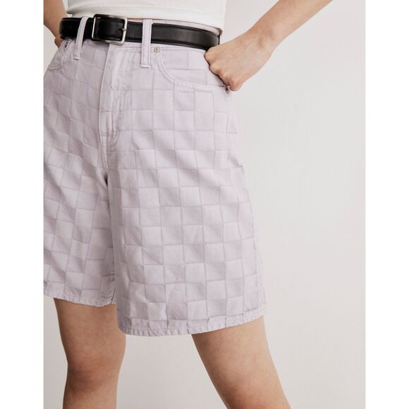 NWT Madewell Bermuda Shorts in Checkerboard Jacquard‎ Women's 30 Color Lavander - Picture 8 of 8